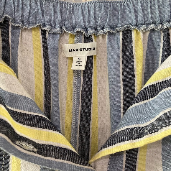 Max Studio vertical stripe linen button skirt with pockets modest spring summer - Picture 4 of 6